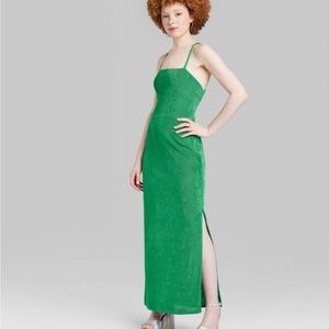 Woman’s lace-up back maxi bodycon dress-wildfable™️ green M